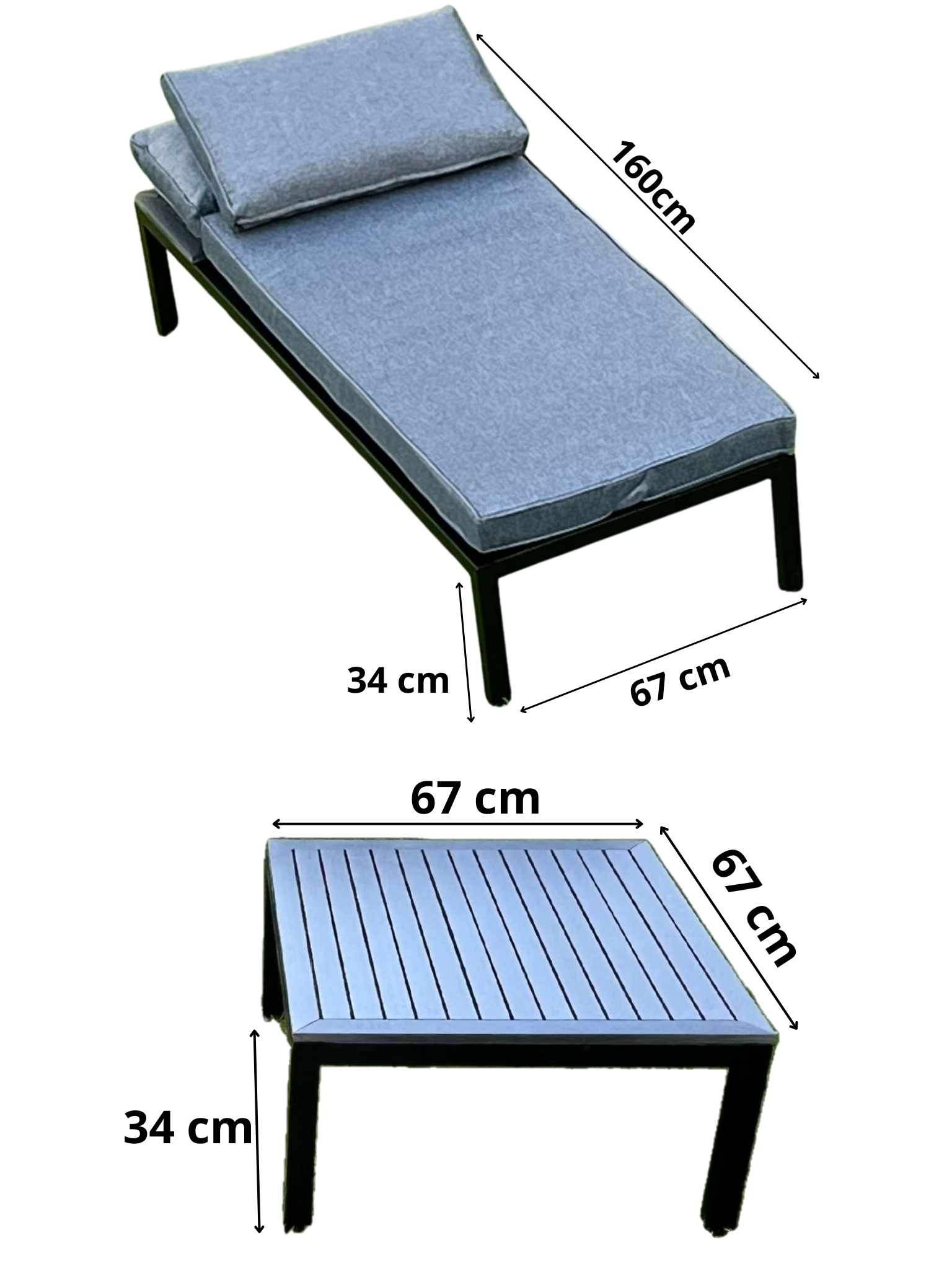 Wymiary zestawu leżanek vento